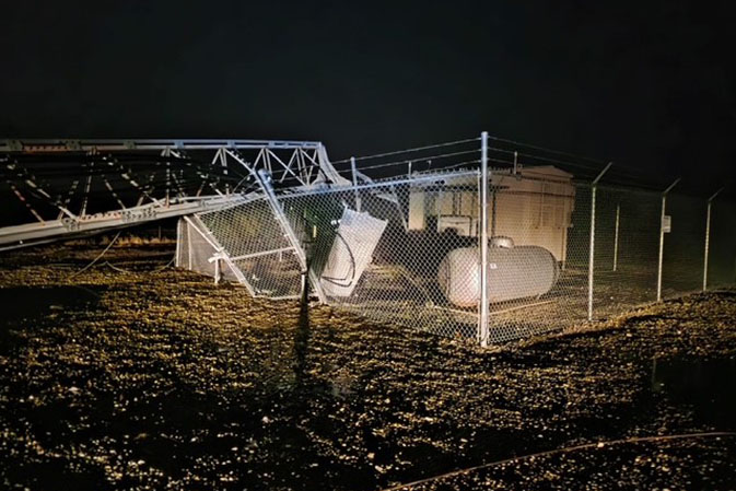 The downed tower